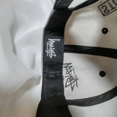check description chose color STUSSY Snapback Cap Hat black Gray White Red logo