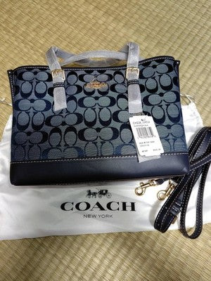 COACH CH228 Mollie Tote 25 2way Chambray Tote Signature Denim 2WAY Outlet New JP