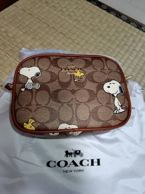 COACH x Peanuts Snoopy Mini Jamie 2-way Camera Bag Signature Canvas CF248 New