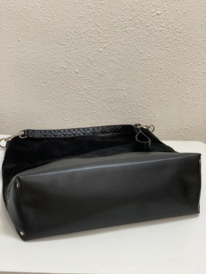 Vivienne Westwood Shoulder Tote Bag Black Suede Orb Logo Leather Strap Bargain
