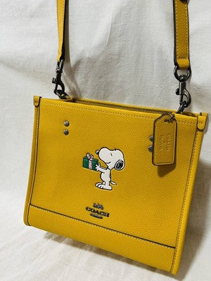 COACH x PEANUTS Dempsey Tote 22 Snoopy gift motif 2way bag CE918 outlet New JP