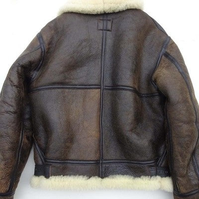 Avirex B-3 flight jacket Mouton Lamb Leather Sheepskin Brown Men's Size 36/M