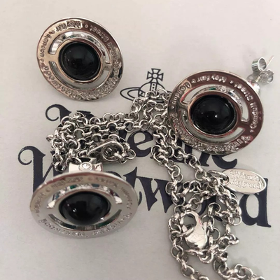 Vivienne Westwood necklace and earrings set Tiny Orb Black Stone No accessories