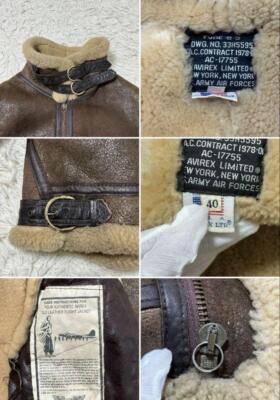 AVIREX B3 Flight Jacket Mouton jacket Sheepskin Boa Dark Brown Size 40 L