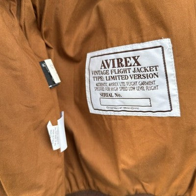 Avirex A-2 American Beauty Bomber Flight Leather Jacket L Brown size 42