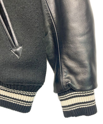 【38】 WHITESVILLE WV1398 Leather Stadium Jumper Varsity Jacket Black