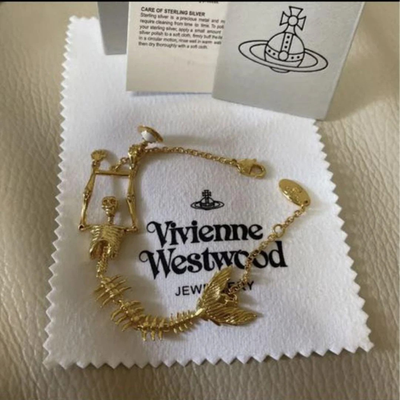 Vivienne Westwood Bracelet Skeleton Mermaid Skull Chain length 18.5cm Ariel Gold
