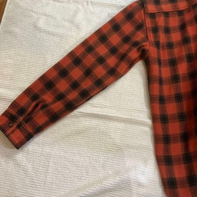 The Flat Head Heavy Flannel Shirt Size 40/L Orange and Black Cotton