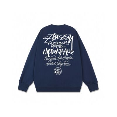 see description size S-XL STUSSY Modernism Logo Print Round Neck Sweater