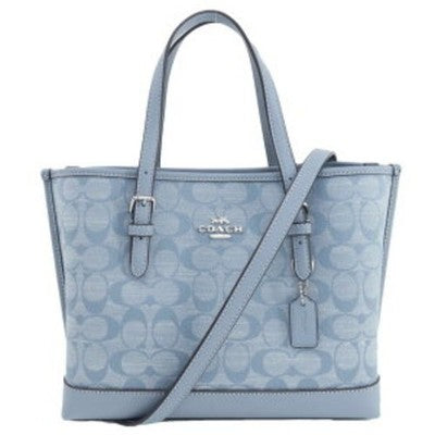 COACH Mollie Tote 25 Shoulder Bag Signature Chambray Light Blue CH228 Outlet New