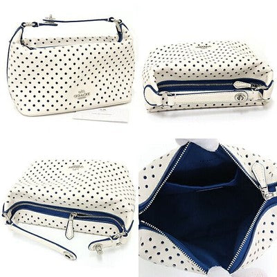 Coach Perforated Leather Pochette Pouch Handbag Cosmetic pouch Punching Ivory