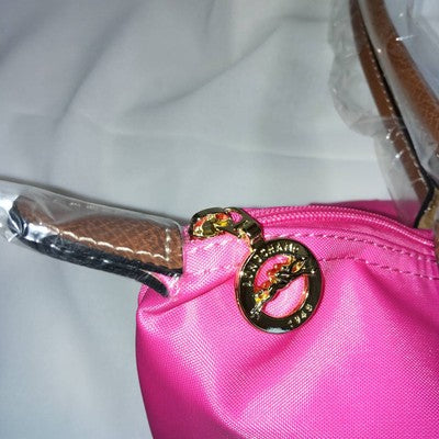see description 3size Longchamp Le Pliage Tote Bag Handbag Pink Leather