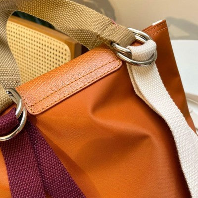Longchamp Le Pliage S size Tote Bag Hand bag Nylon bag Orange Leather