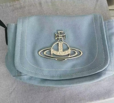 Vivienne Westwood Shoulder Bag Logo Orb Canvas Blue