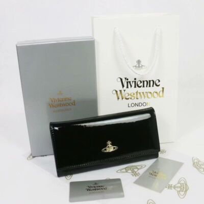 Vivienne Westwood Long wallet enamel bi-fold wallet 63VV507 black