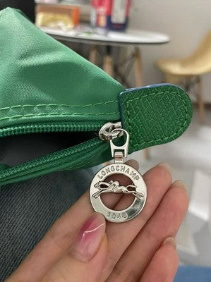 Longchamp S-L size Tote Bag Handbag Nylon bag Zipper bag Green Leather