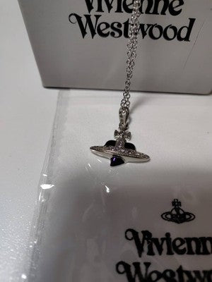 Vivienne Westwood Necklace & Earrings Set, Heart Orb Diamante, Silver, Purple