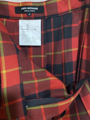 JUNYA WATANABE Pleated skirt, check pattern, women's skirt, size S, red