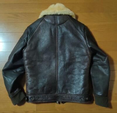 AVIREX Type B-3 Leather Flight Mouton Bomber Jacket Size L Brown Made in USA