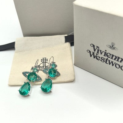 check description Vivienne Westwood Party Earrings Elegant green