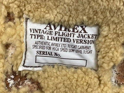 AVIREX B-3 Mouton Flight Jacket Limited Edition Custom Paint 38 Brown