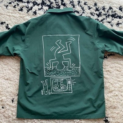 see description Uniqlo Keith Haring SUBWAY DRAWINGS Coach Jacket Green Size XS
