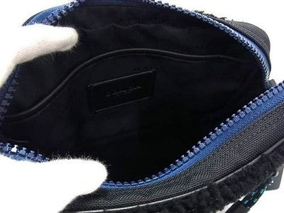 Coach Boa x Leather Crossbody Shoulder Bag for Men Black x Blue Zip bag