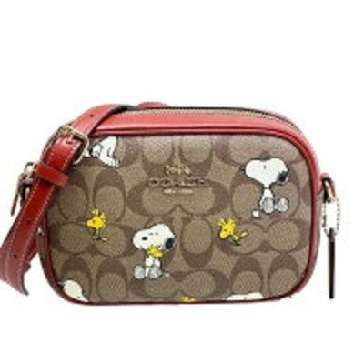 COACH x Peanuts Snoopy Mini Jamie 2-way Camera Bag Signature Canvas CF248 New