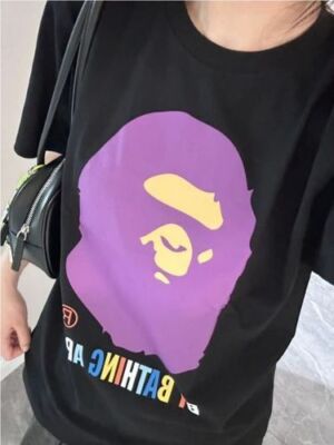 Size:check description NEW A Bathing Ape Print Short Sleeve T-Shirt Black Purple