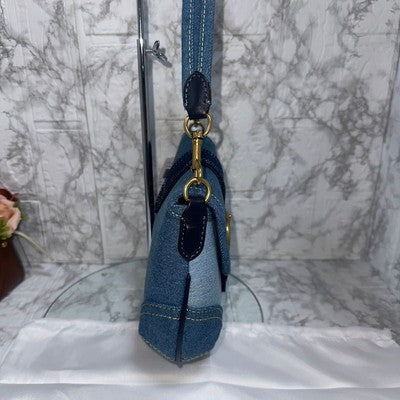 COACH Soho Shoulder Bag Upcycled Repurposed Denim Blue CR737 outlet