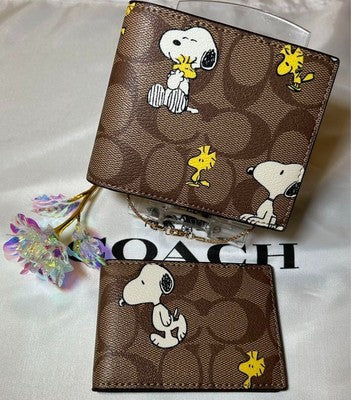 Coach Bi-fold wallet COACH x PEANUT 3-IN-1 Wallet Signature CE714 QBE7V
