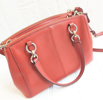 COACH Tote Bag Signature Patent Shoulder bag 2way Zip bag leather Orange