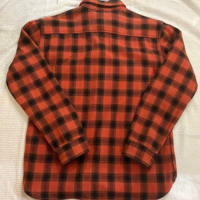 The Flat Head Heavy Flannel Shirt Size 40/L Orange and Black Cotton