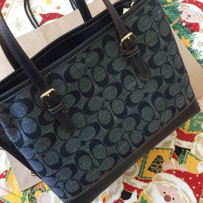 COACH CH228 Mollie Tote 25 2way Chambray Tote Signature Denim 2WAY Outlet New JP