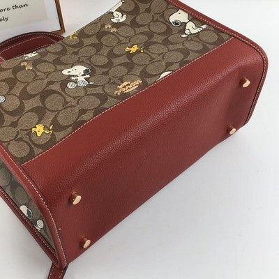 COACH x Peanuts Shoulder Tote Bag Dempsey Carryall Snoopy Woodstock CE862 New