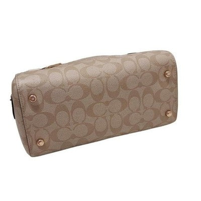 COACH Signature F83607 Beige Cream PVC Leather  Handbag Zip bag Shoulder bag