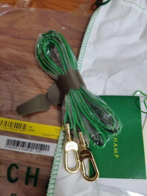 Longchamp S size Tote Bag Hand bag Top Handle Bags Green Leather Cotton