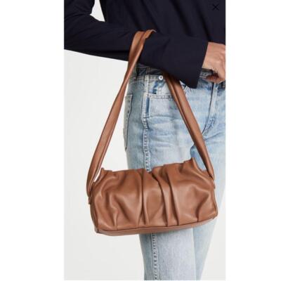 Elleme Tan Long Vague Leather Shoulder Bag Magnetic Closure Vague Brown