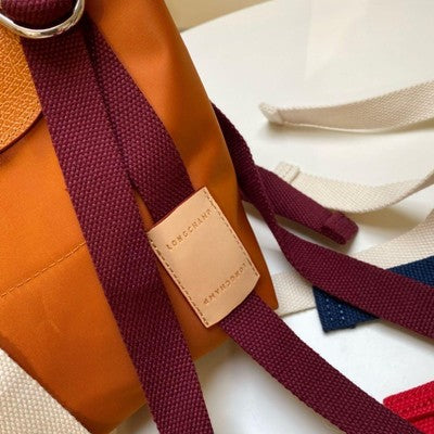 Longchamp Le Pliage S size Tote Bag Hand bag Nylon bag Orange Leather