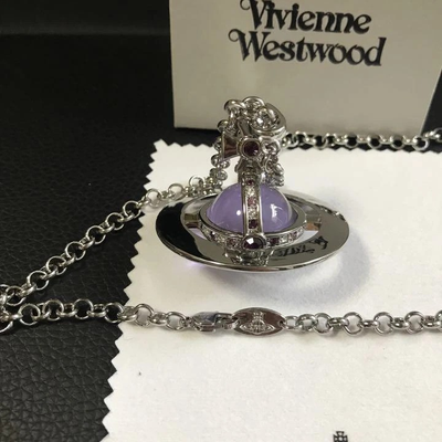 Vivienne Westwood Small Orb Silver Purple Necklace Chain 80cm Box included
