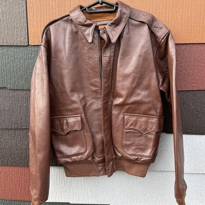 Avirex A-2 American Beauty Bomber Flight Leather Jacket L Brown  size 42