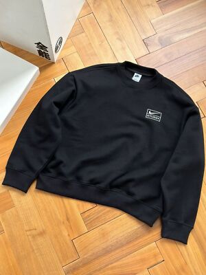 see description size S-L stussy nike Logo Embroidered Crew Neck Sweatshirt
