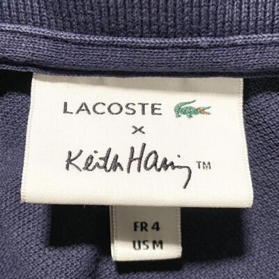 [US M or L] Lacoste x Keith Haring Band Print Collaboration Polo Shirt Navy