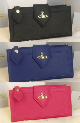 chose 3colors Vivienne Westwood Long Bi-fold Wallet 66VV906 Black Rose Blue