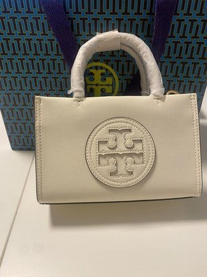 Tory Burch white handbag Shoulder Strap Leather Magnetic snap closure bridge