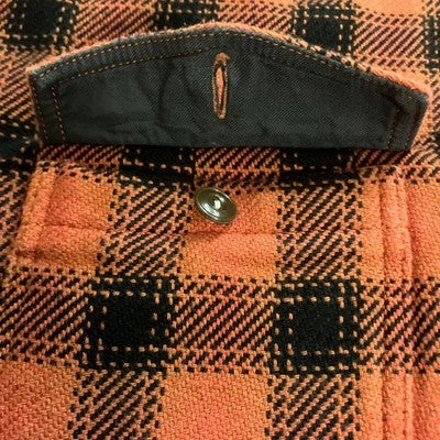 The Flat Head Heavy Flannel Shirt Size 40/L Orange and Black Cotton