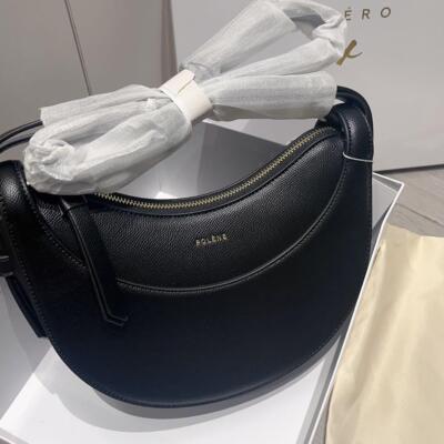 POLÈNE Black Half Moon Shoulder Bag for Women, Black, Mini Bag, with Shouldersp