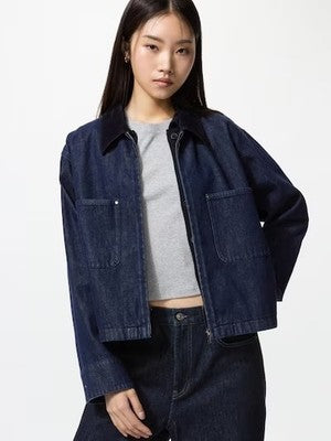 see description 4colors UNIQLO zip-up short jacket casual short length Women