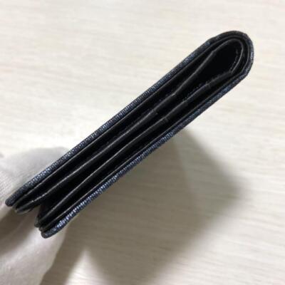 Kyoto traditional Nishijin weave leather bifold wallet indigo dyed 6C