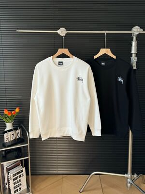 see description size M-3XL Stussy Basic Print Crew Neck Sweater white black